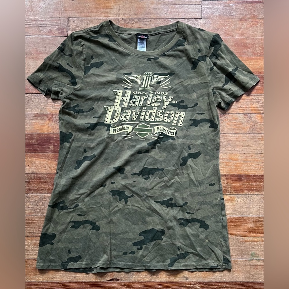 Harley Davidson Camo Studded T-Shirt NWOT